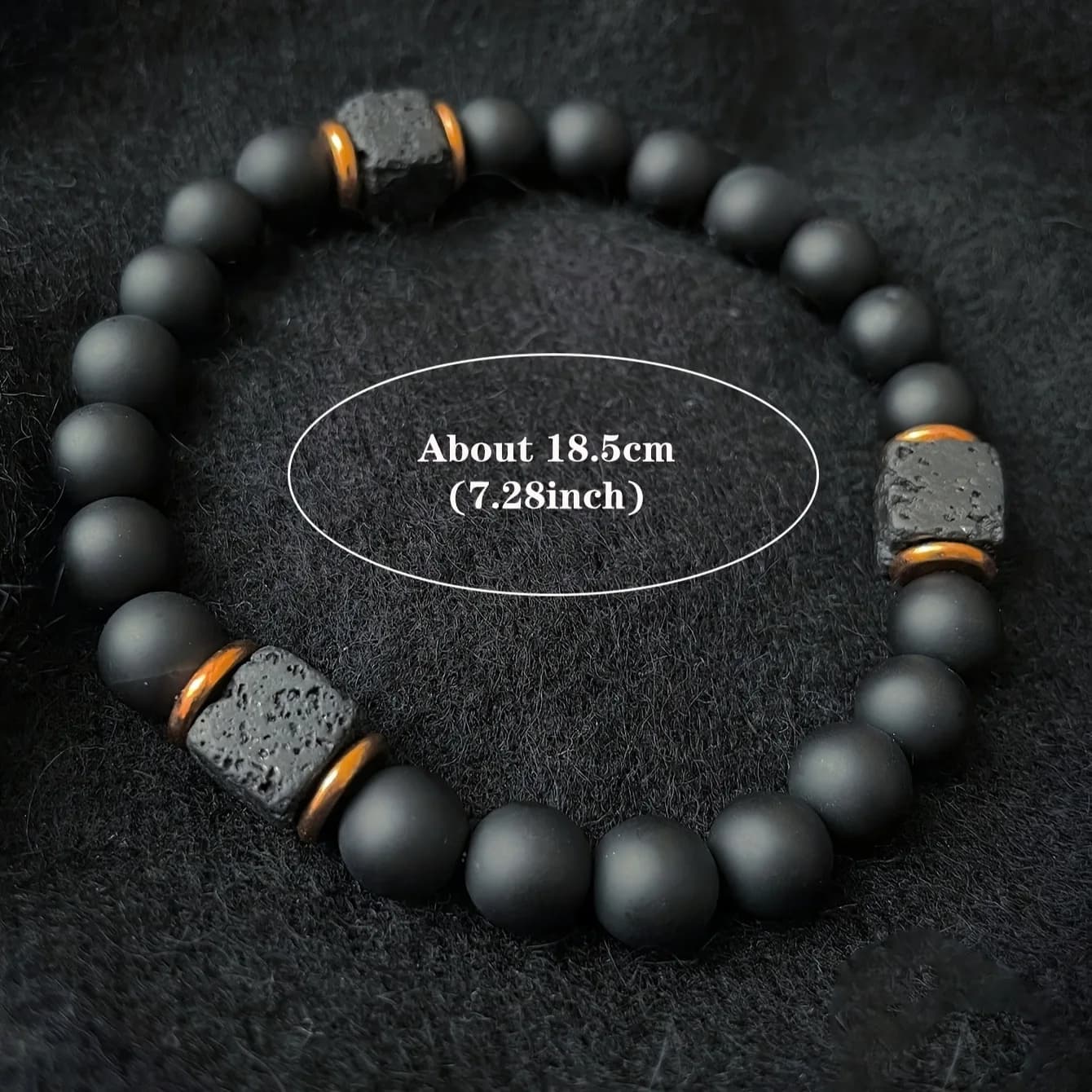 1 piece men's volcanic stone bracelet with black agate squares, stylish jewelry suitable for modern gentlemen