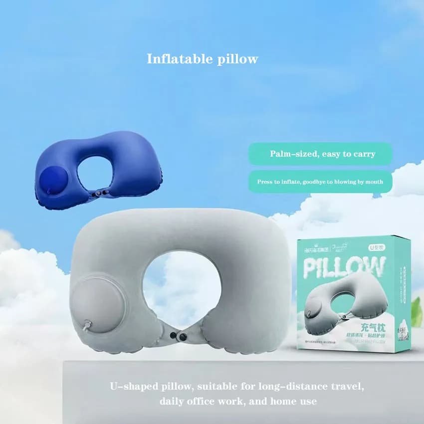 Inflatable Pillow U-shaped Pillow Cervical Pillow Travel Portable Manual Compression Inflatable Pillow