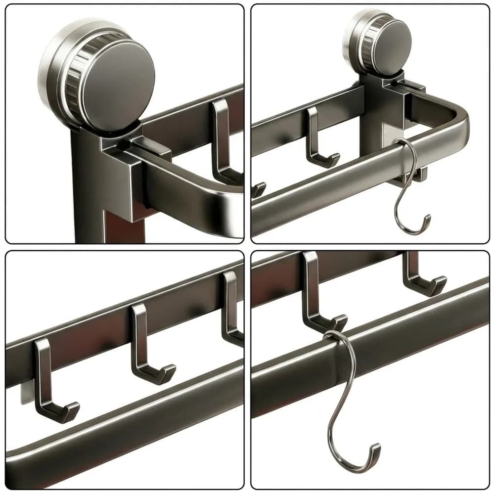 For Smooth Bathroom Walls Drill Free Towel Bar Suction Cup Towel Rack For Daily Bathroom Use Strong Suction Mounting