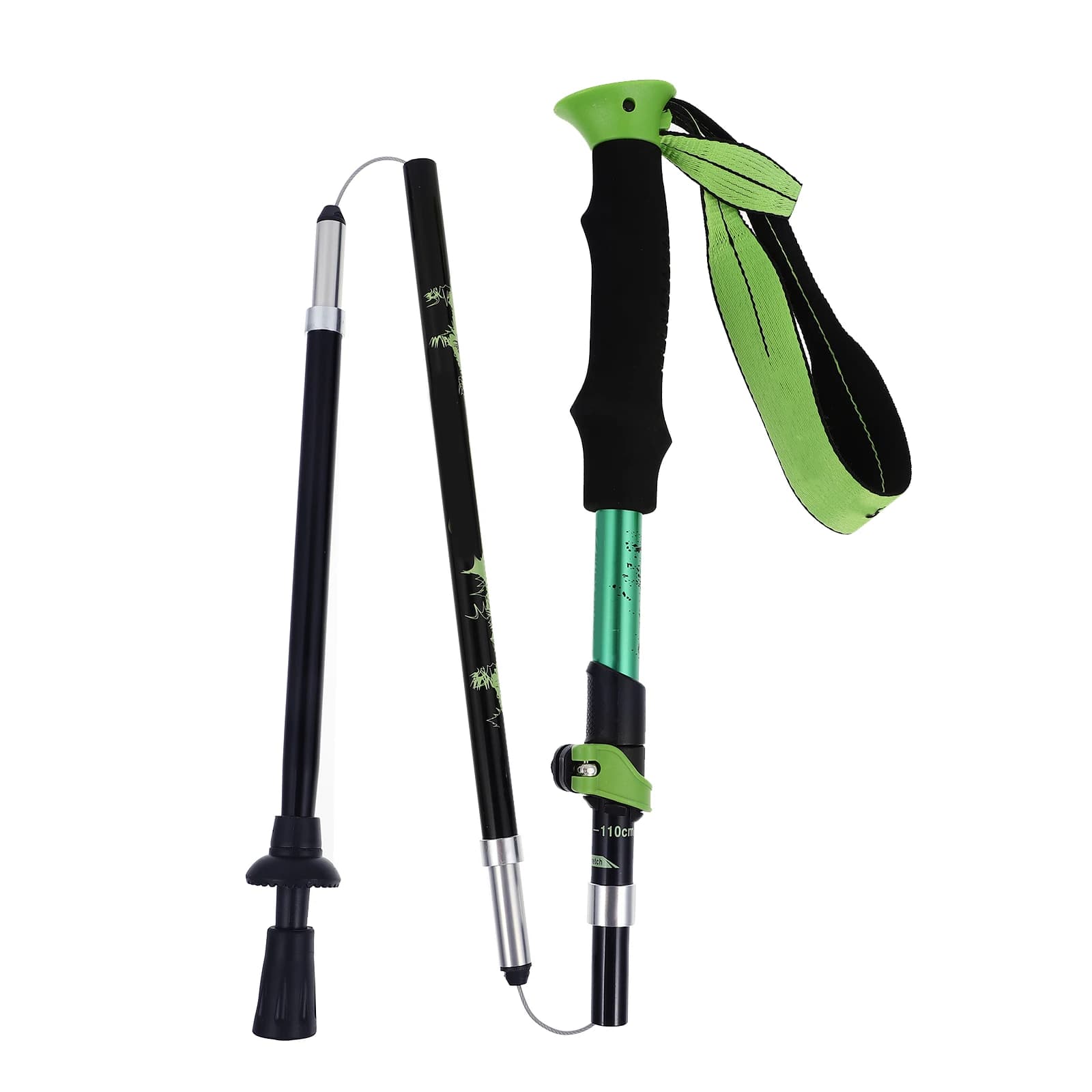 Foldable Trekking Stick in Aluminium Alloy 5 Sections, Adjustable, Ergonomic and Portable for Hiking and Open Walking