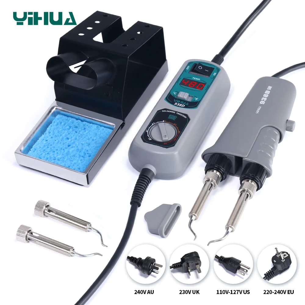 YIHUA 938D Pinzette portatili Stazione di saldatura 110V 220V Stazione di saldatore Chip Dissaldatura Kit Set Attrezzatura di saldatura SMD