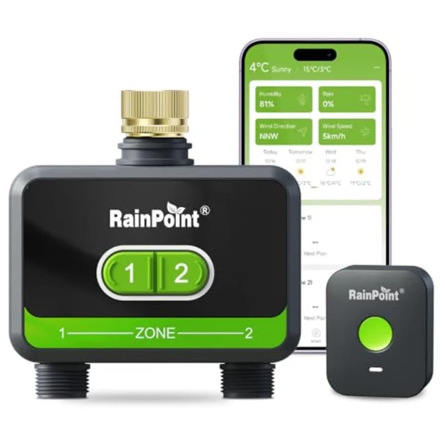 Timer WiFi per Irrigazione Giardino con Ingresso in Ottone, Timer Smart a 2 Zone per Tubo Irrigazione, Controller Automatico WiFi per Irrigazione