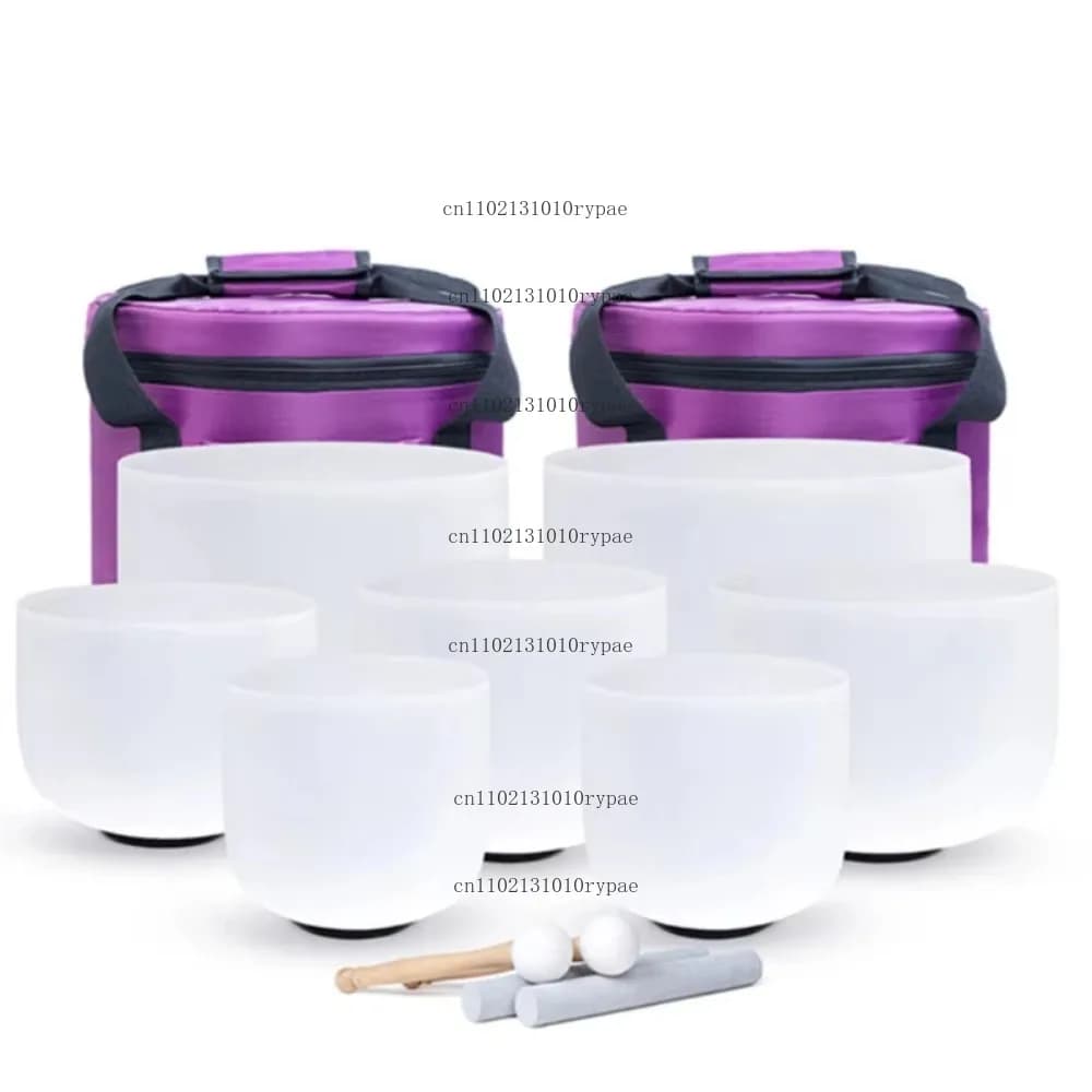 6" to 12" Crystal Sound Bowl Set Chakra Balancing Quartz Singing Bowls Sets
