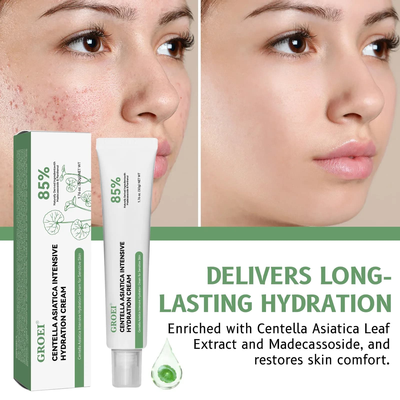 Hydrating Cream Reparatrice and Illuminante - Formula with Centella Asiatica and Peptidi to hydrate Intensively and strengthen the Cutanea Barriera.