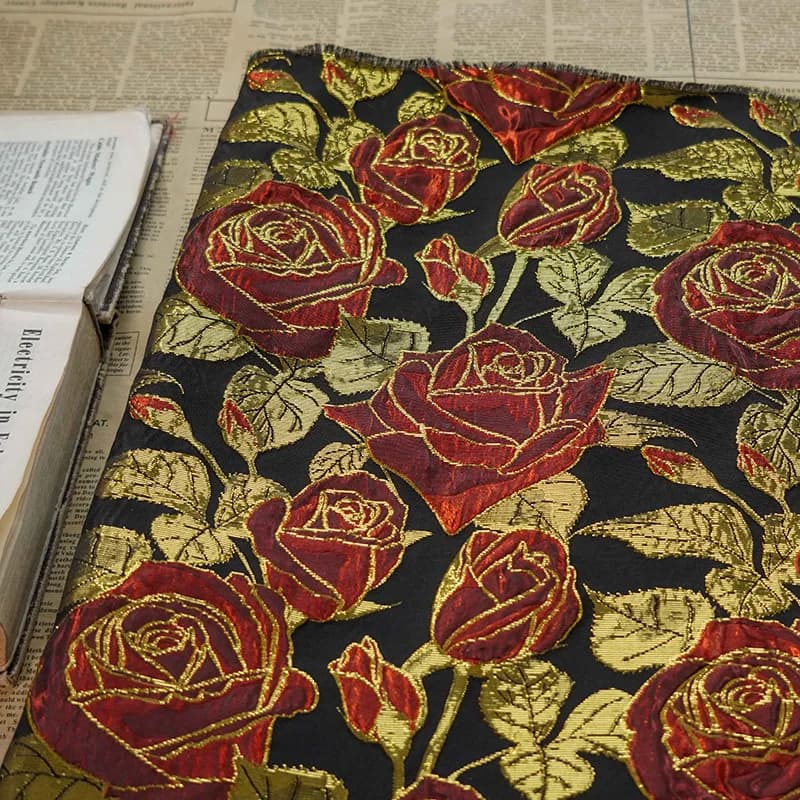 High-grade Gold Thread Embossed Rose Jacquard Fabric Soft Palace Style Dress Evening Gown Decor Textile DIY Material