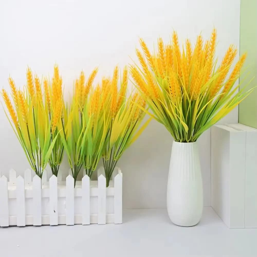 7 Forks Artificial Wheat Ears Gold Flower Decoration Rice Plant Bouquet Simulated Crops Rice Paddy Pastoral Style