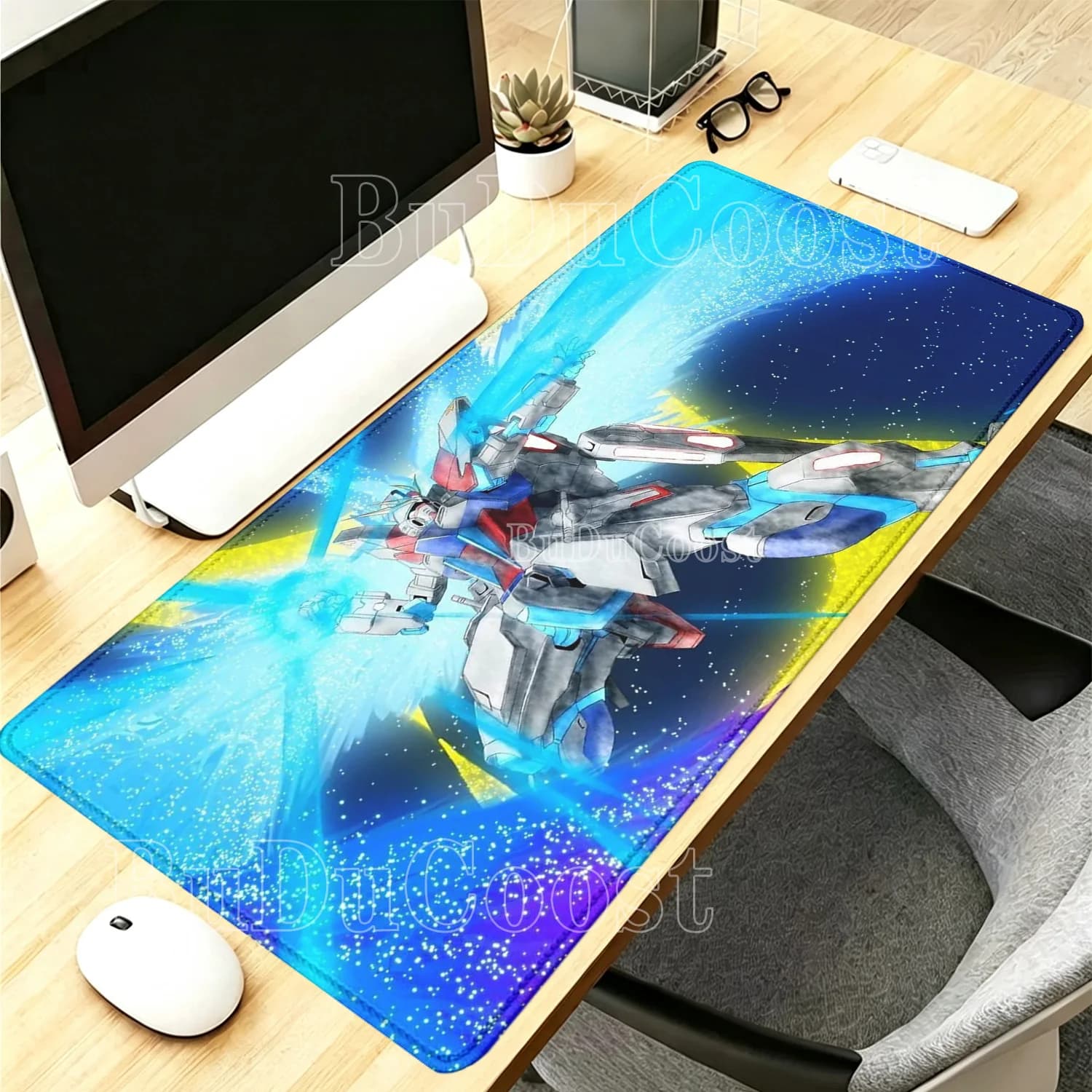 Strike Gundam GAT-X105S Mouse Pad Anime Gaming Computer Keyboard Mousepad Office HD printing overlock XXL Non-slip base Desk Mat
