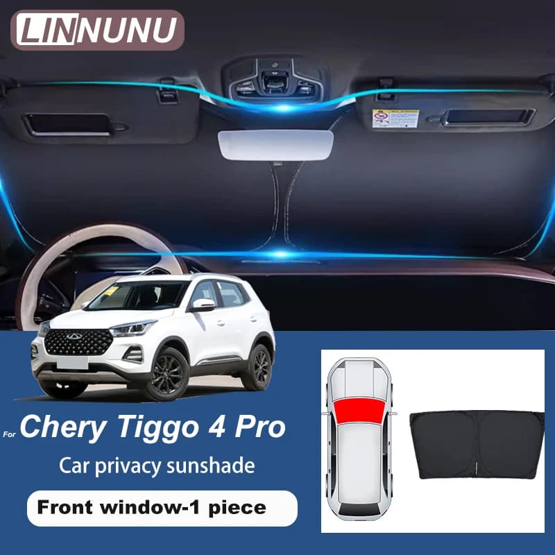LINNUNU per Chery Tiggo 4 Pro parabrezza parasole pieghevole finestrino anteriore dell'auto parasole visiera blocchi raggi UV e protezione dal calore Privacy