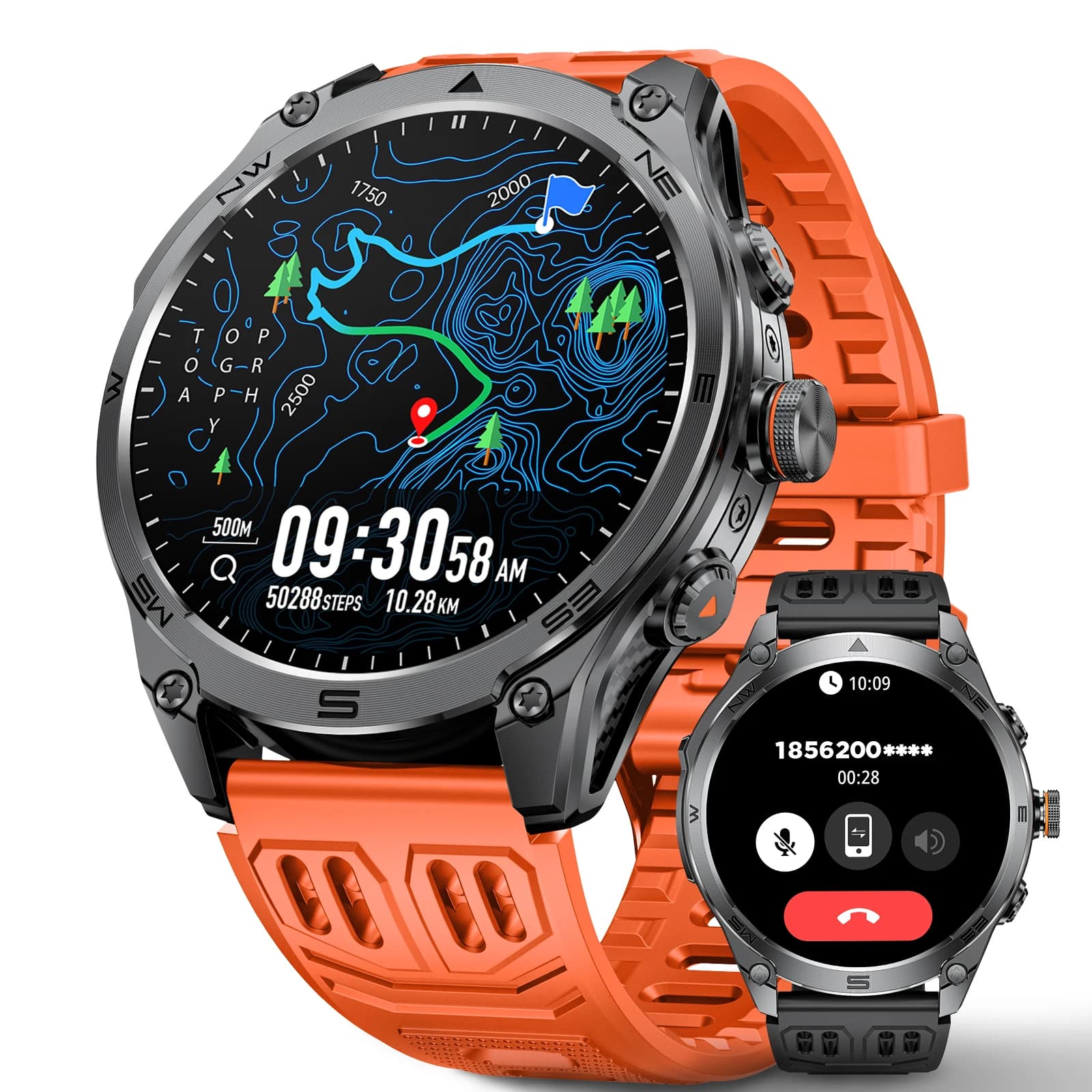 Smartwatch Ultra Nuovo 2026 con GPS Integrato e Bussola, Batteria da 1000mAh, Impermeabile 10ATM, Tracker Sportivo per Esterni, Smartwatch Militare