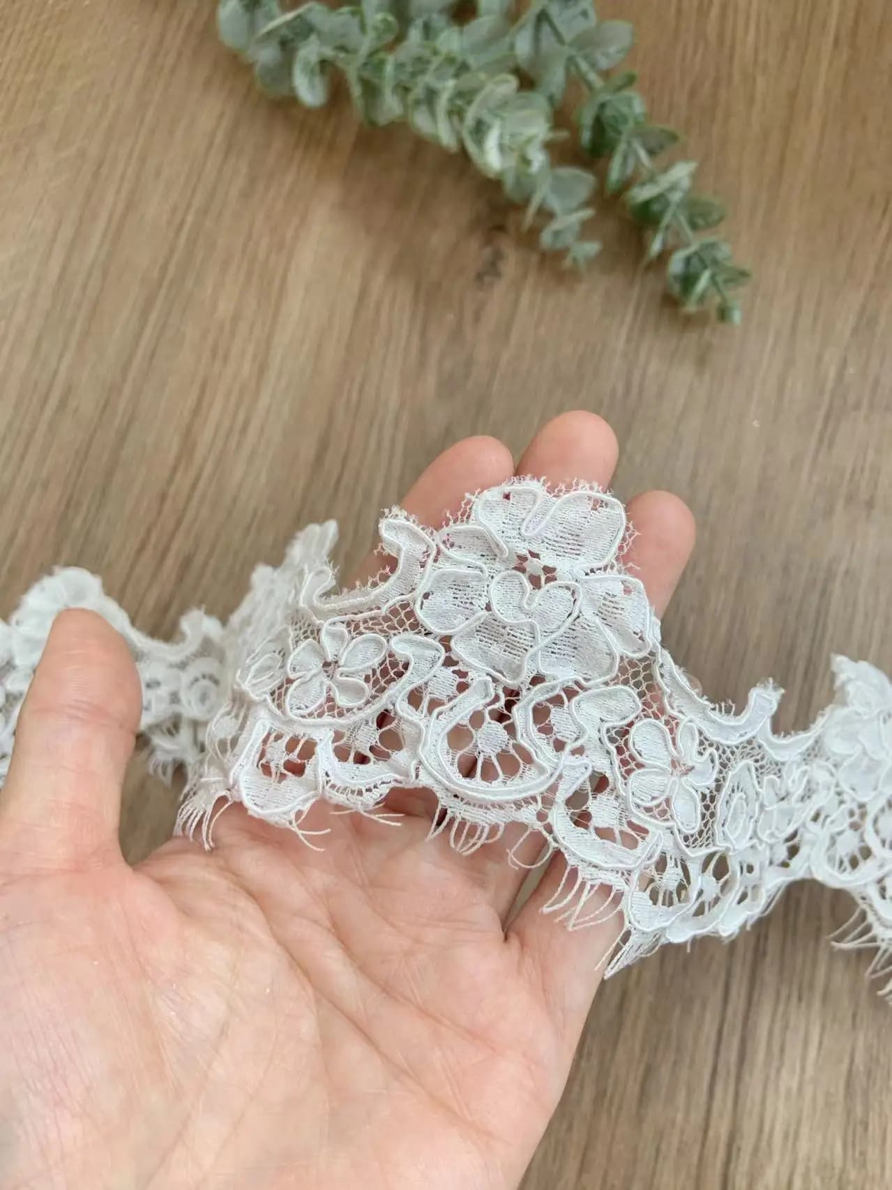 3 Yards Chantilly Lace Trim Eyelash Fringe Fabric for Couture,Floral Tassel,Bridal Veil Decor