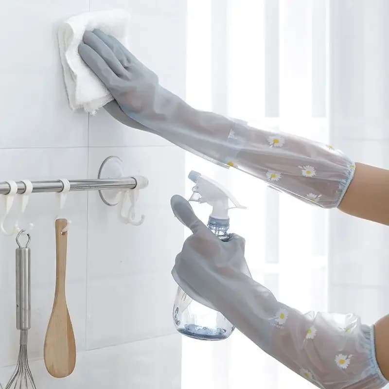 Guanti impermeabili per la pulizia della casa, guanti in lattice per la pulizia della cucina, guanti invernali caldi per lavare i piatti e il bucato, guanti in gomma resistenti all'usura