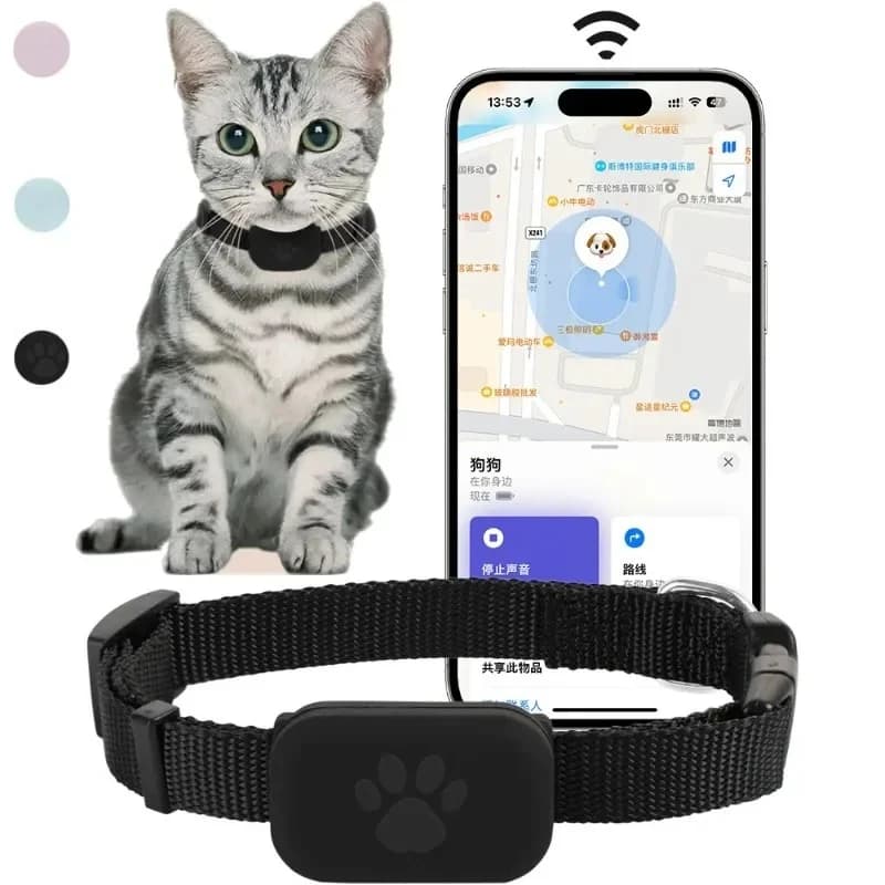 Mini Localizzatore GPS Bluetooth per Animali Domestici, Antifurto con Allarme di Movimento, Collare con Localizzatore Globale Remoto per Cani, Gatti e Cuccioli