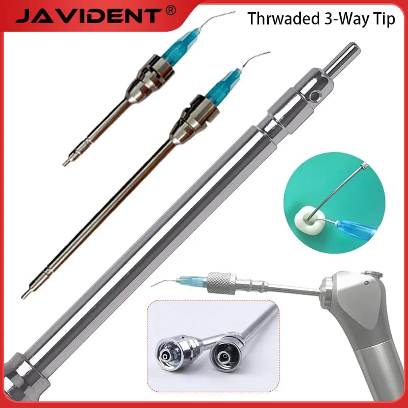 1Set Dental Stainless Steel 3-in-1 Nozzle, Interchangeable Needles for Microscopic Root Canal Irrigation, Dental Materials