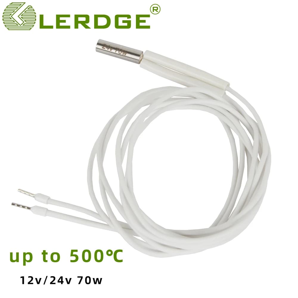 LERDGE Tubo di Riscaldamento 12V 24V 70W Cartuccia Riscaldatore 1M 2M Filo di Riscaldamento 6*20mm Stampante 3D Per V6 HOTEND Vulcano MK8 CR-10 ender 3