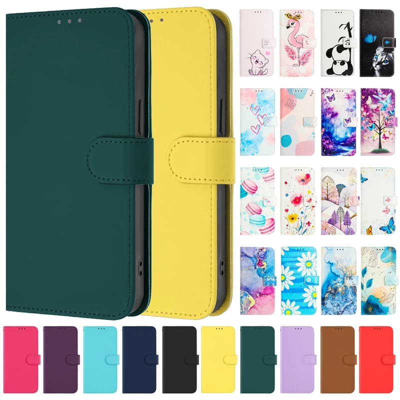 Custodia in pelle di vibrazione di lusso per Samsung Galaxy A22 5G Flip Cover per Samsung A22 4G 22 A225 A226B Borse a portafoglio Custodie per fiori Shell