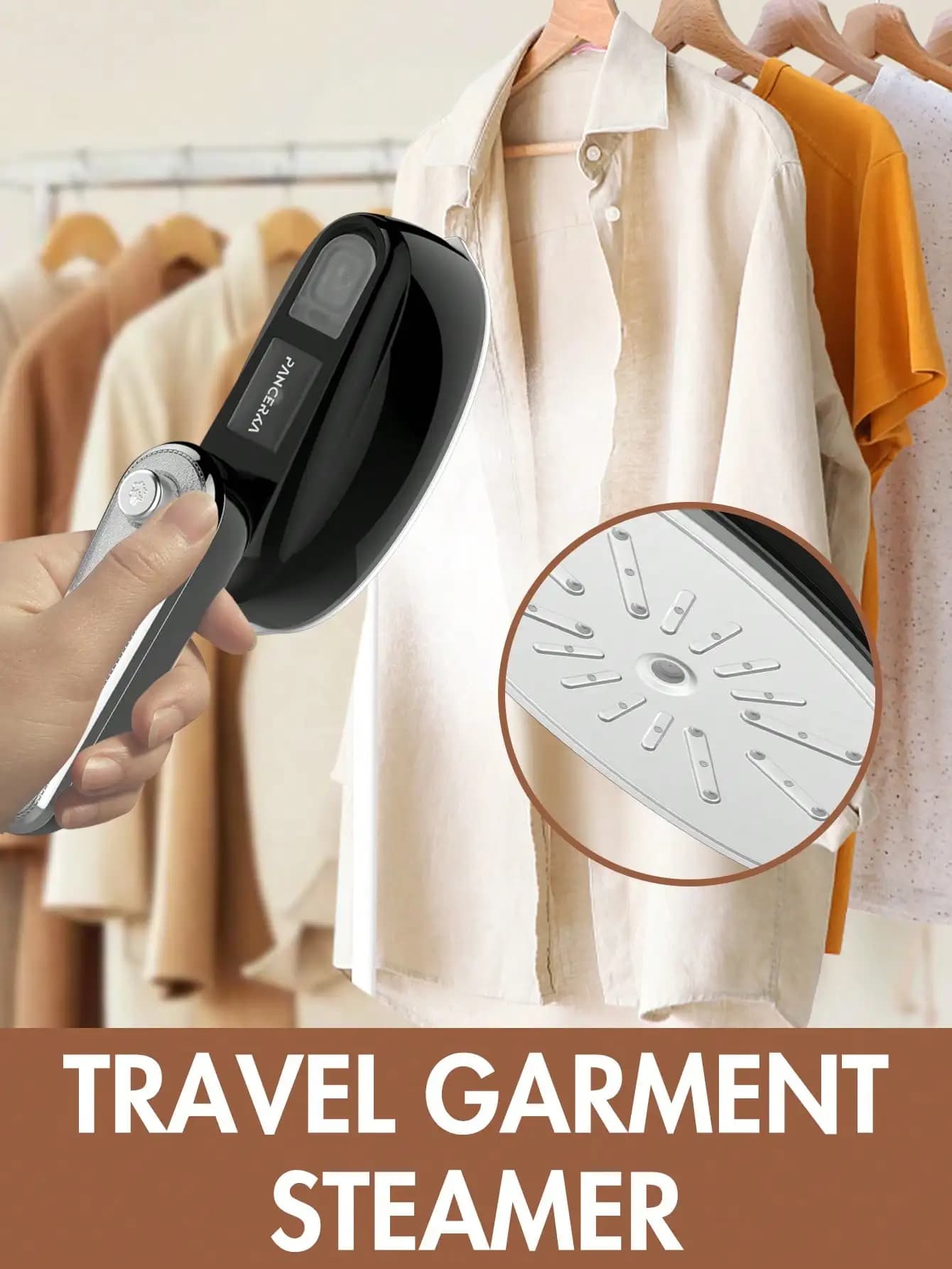 Vaporizzatore Portatile per Vestiti, Mini Stiratore a Vapore, 180 ° Manico pieghevole – Vaporizzatore per tessuti compatto e portatile per la casa