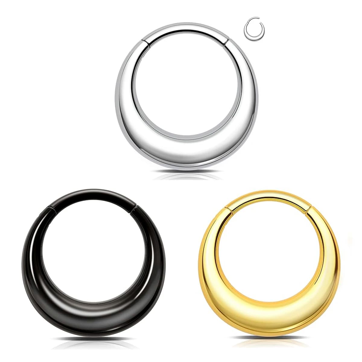 Acciaio inossidabile 316L liscio cerchio anello al naso piercing cartilagine orecchino polsino dell'orecchio goccia d'acqua cerniera clicker setto anello donna uomo