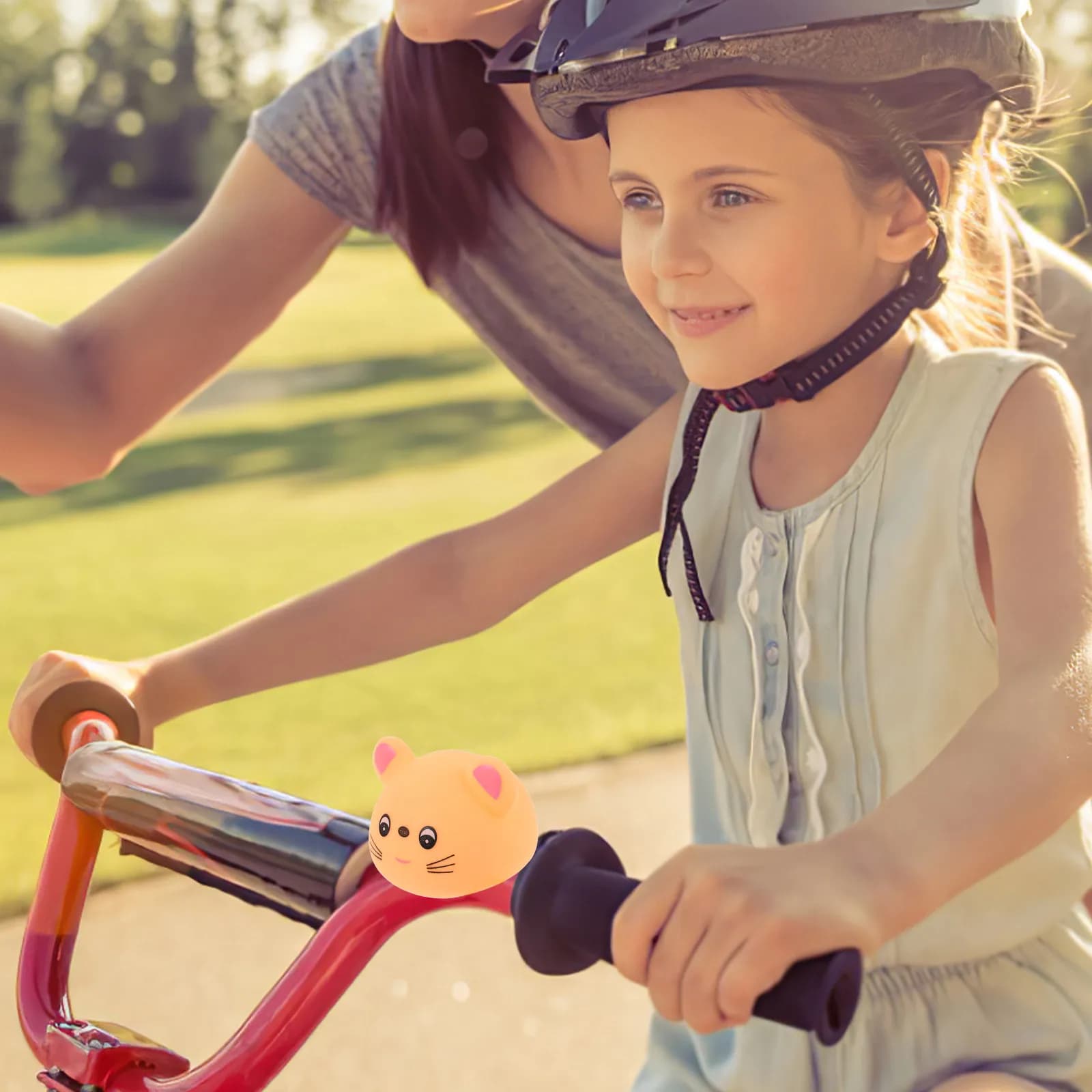 Clacson a Forma di Cartone Animato per Bicicletta, Accessorio di Sicurezza con Luce per Ciclismo Notturno, Suono Forte