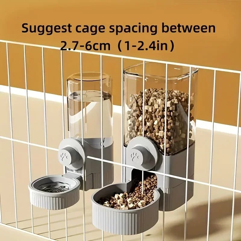 Automatic Pet Feeder Waterer Set for Cage - Hanging Food Dispenser with Bowl And Gravity Container Tepy Cat Waterer