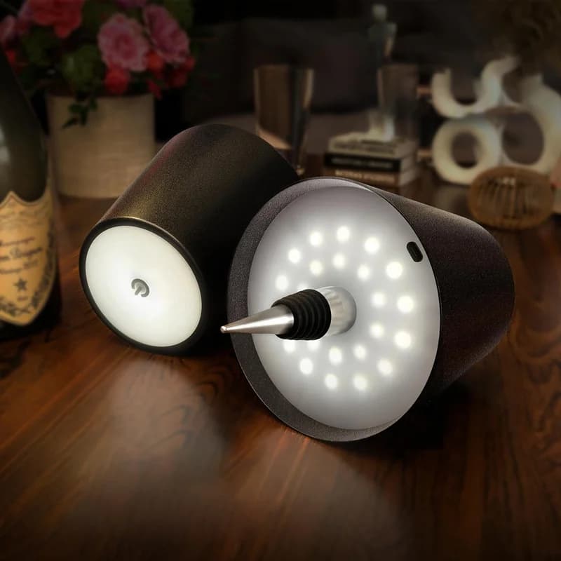 Lampada da Tavolo USB a Forma di Bottiglia con Controllo Touch a 3 Colori e Dimmerazione Continua, Luce Notturna Adatta per Bar e Bottiglie di Vino, Lampada da Scrivania