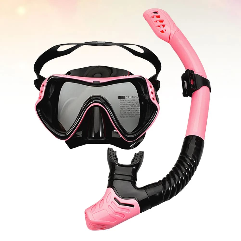 Set Maschera Subacquea e Boccaglio Rosa con Lente Singola Anti-Appannamento per Snorkeling e Nuoto
