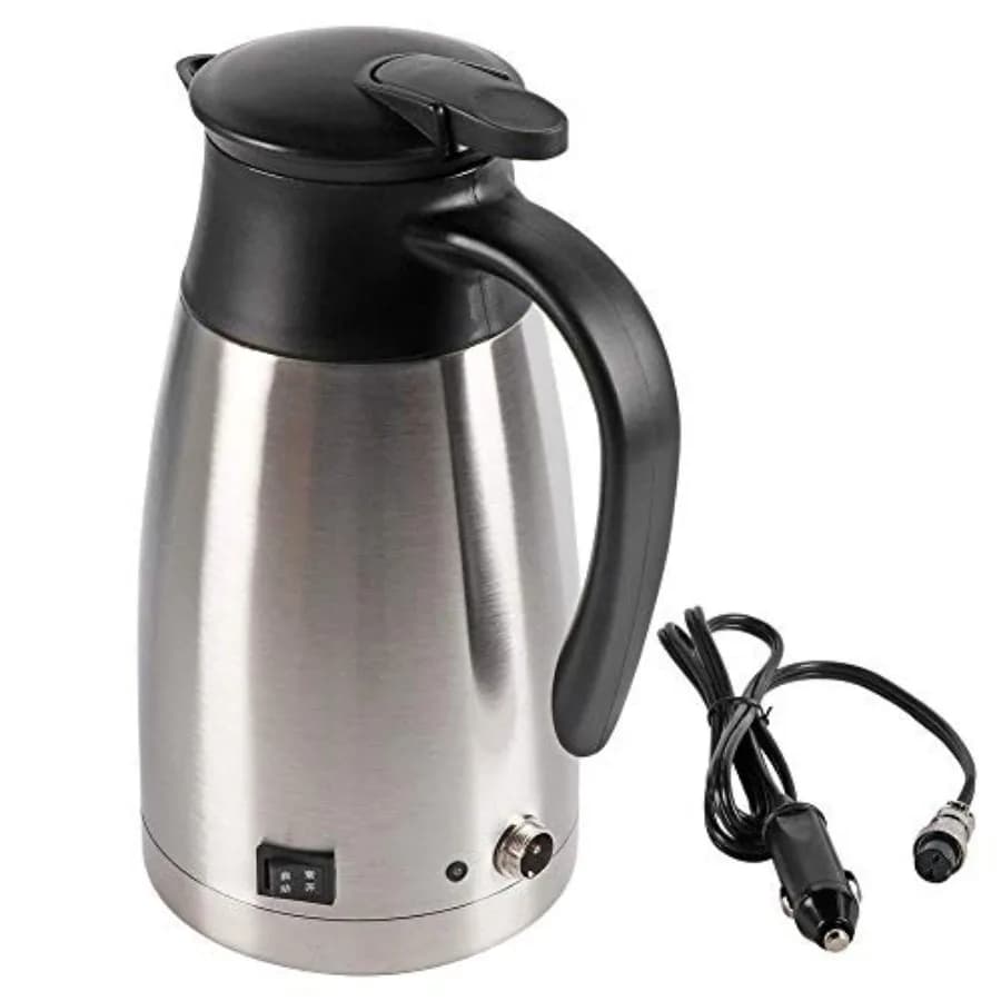 Bollitore Elettrico per Auto 12V, 1000ml, in Acciaio Inox, Riscaldatore Elettrico per Auto DC 12V, Accendisigari Portatile