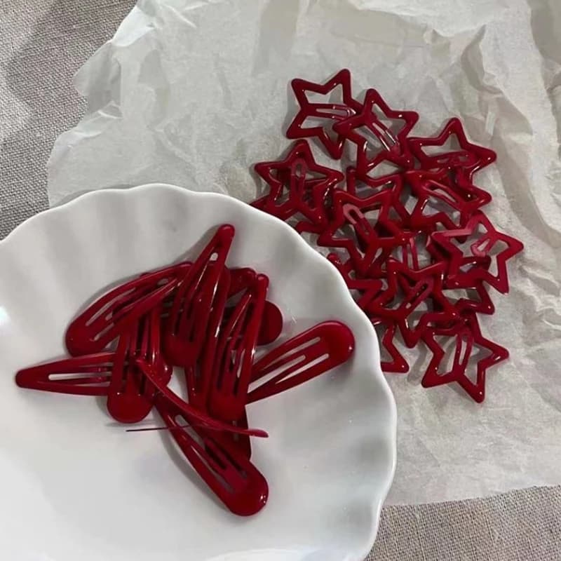 5 pezzi Y2k carino moda stella rossa metallo snap fermaglio fortunato fermagli per capelli donne ragazze forcine barrettes accessori per gioielli per capelli