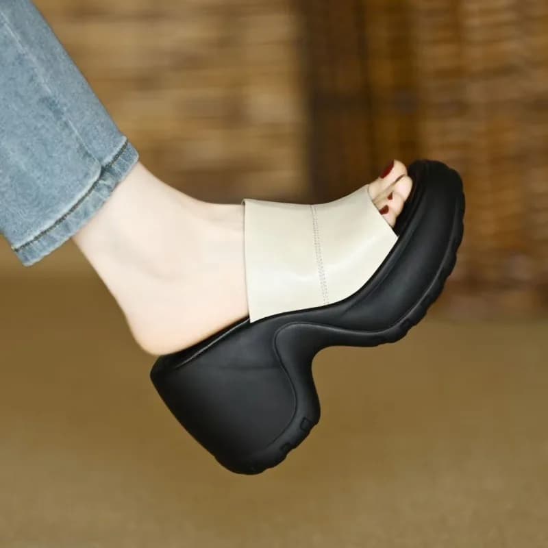 Platform Wide Heel Lavage Women's Fashion Round Toe Open Toe A Belt High non-slip heels resistant to wear