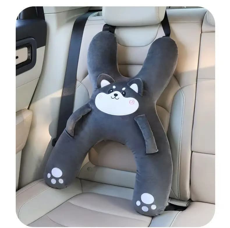Cuscino per auto, cuscino per pisolino da sedile, poggiatesta Husky, cuscino per il collo anti-pizzicamento a forma di cartone animato, poggiatesta da viaggio