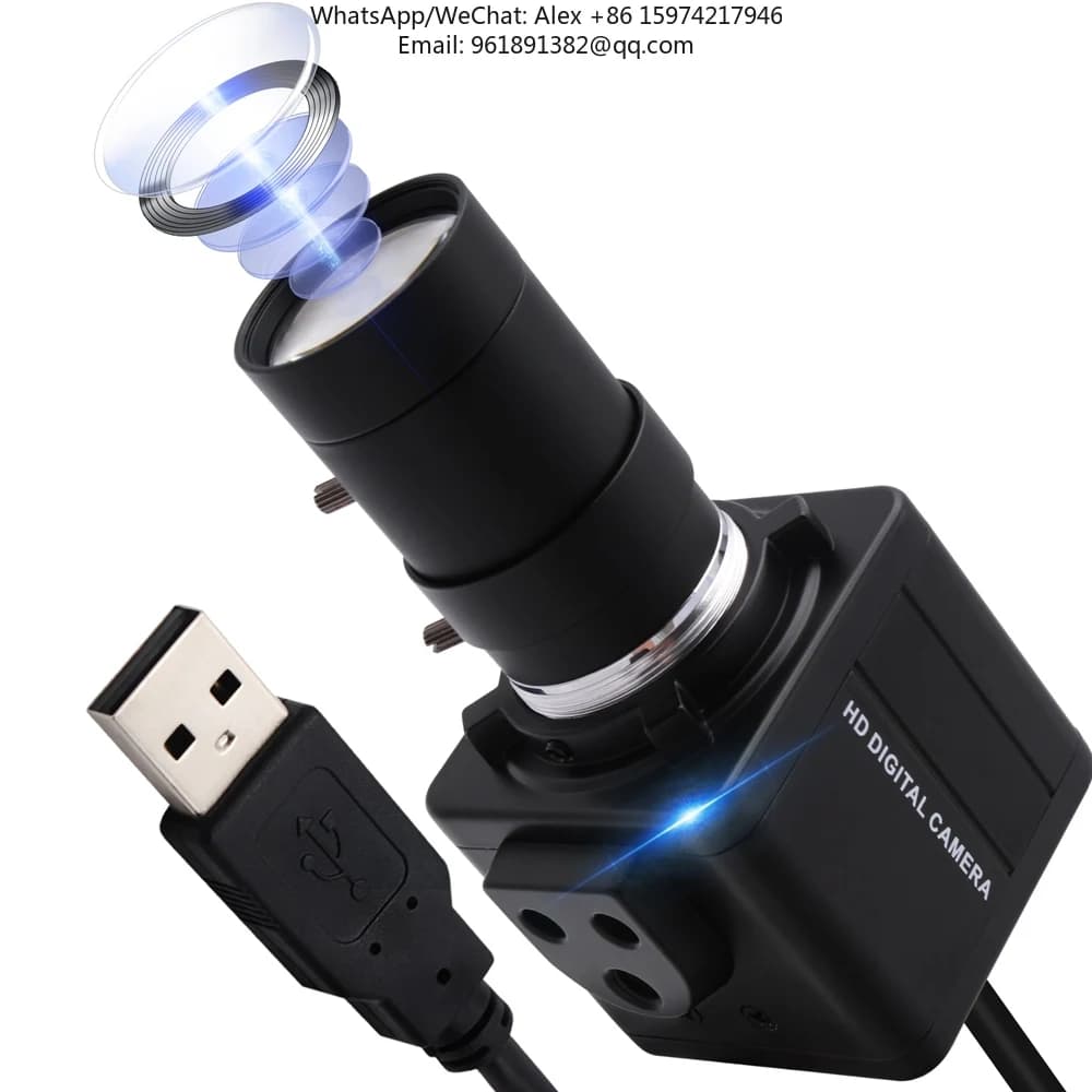 Webcam USB ELP con Messa a Fuoco Manuale e Zoom 10x 5-50mm, Sensore CMOS a Colori IMX317, Audio 4K 30FPS per Streaming Live