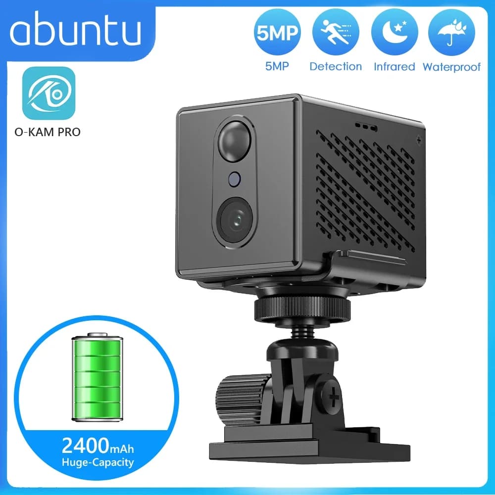 Telecamera Wifi HD da 5MP Mini telecamera di sorveglianza wireless 2400mAh Alimentata a batteria PIR Rilevamento umano Protezione di sicurezza O-KAM PRO