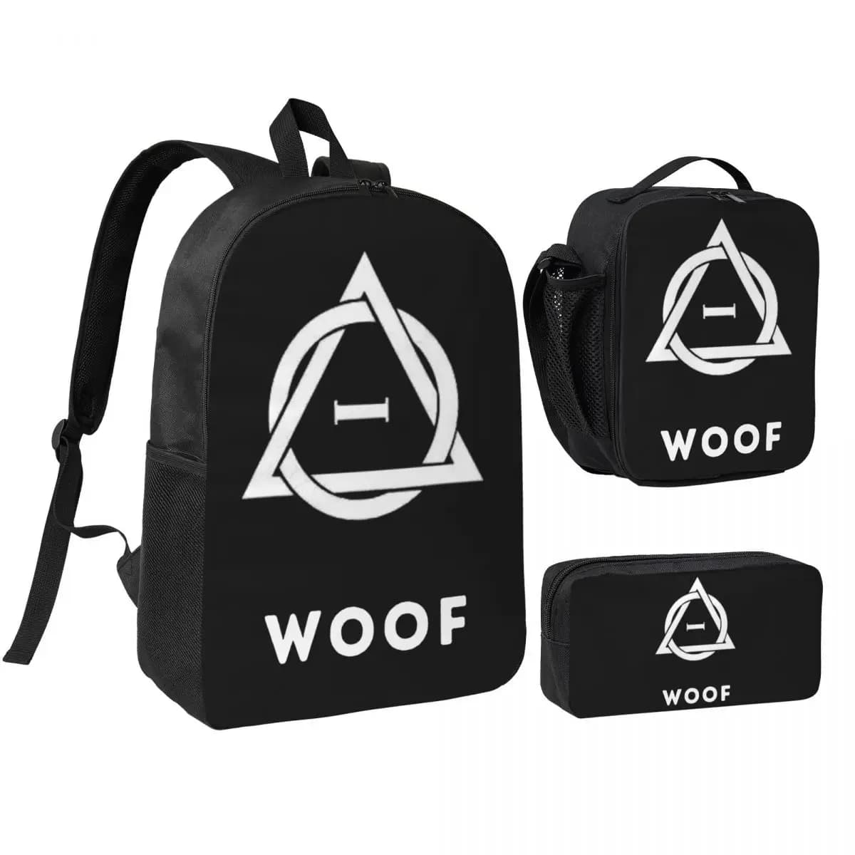 Guf! Zaino con simbolo Therian Therianthropy per ragazzi e ragazze, borsa per libri, borsa da scuola, borse a tracolla, 3 pezzi, borsa termica per il pranzo, astuccio per matite