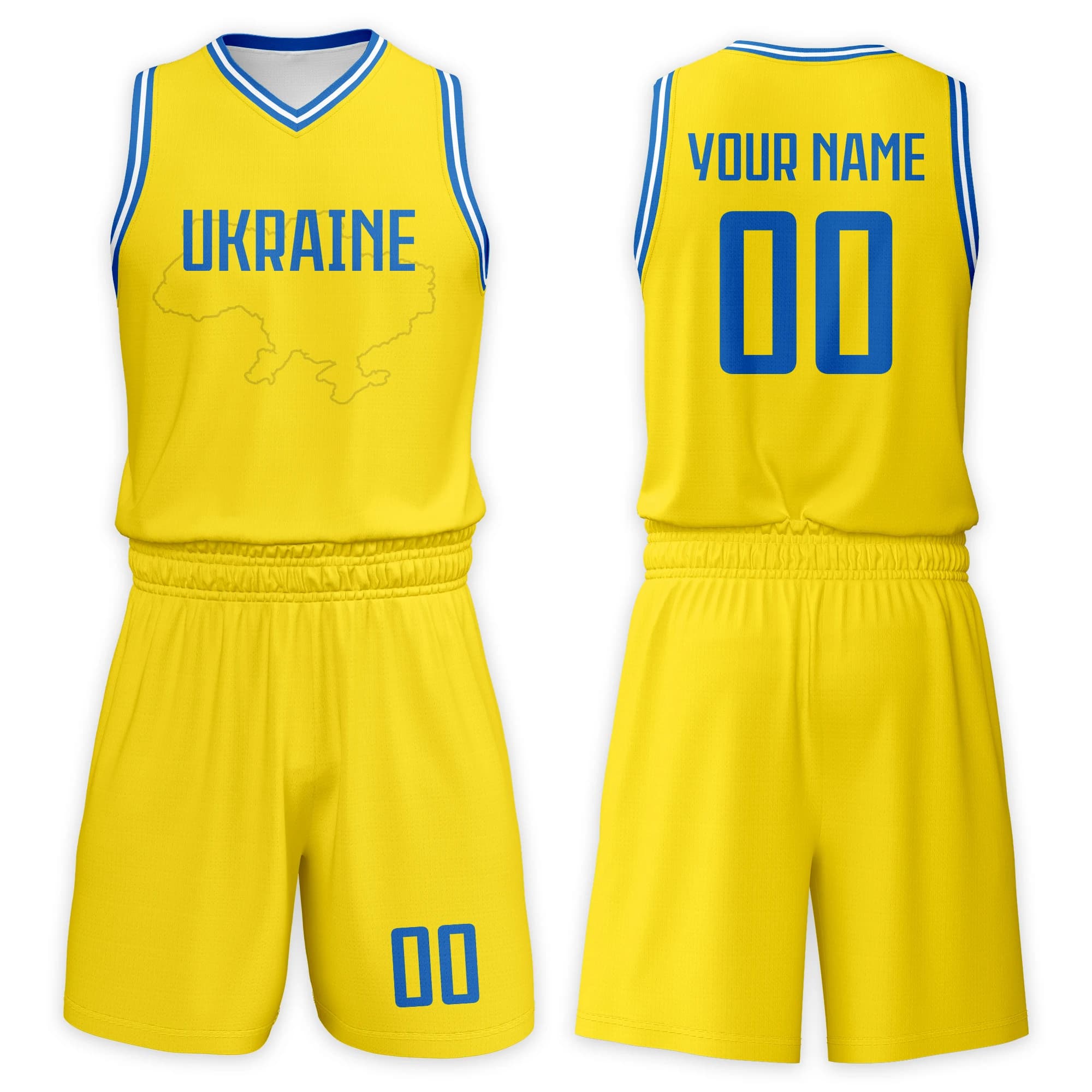 Set uniforme da basket Ucraina personalizzata per bambini Maglia da basket con stampa personalizzata e pantaloncini con nome numero Regalo per ragazzi e ragazze