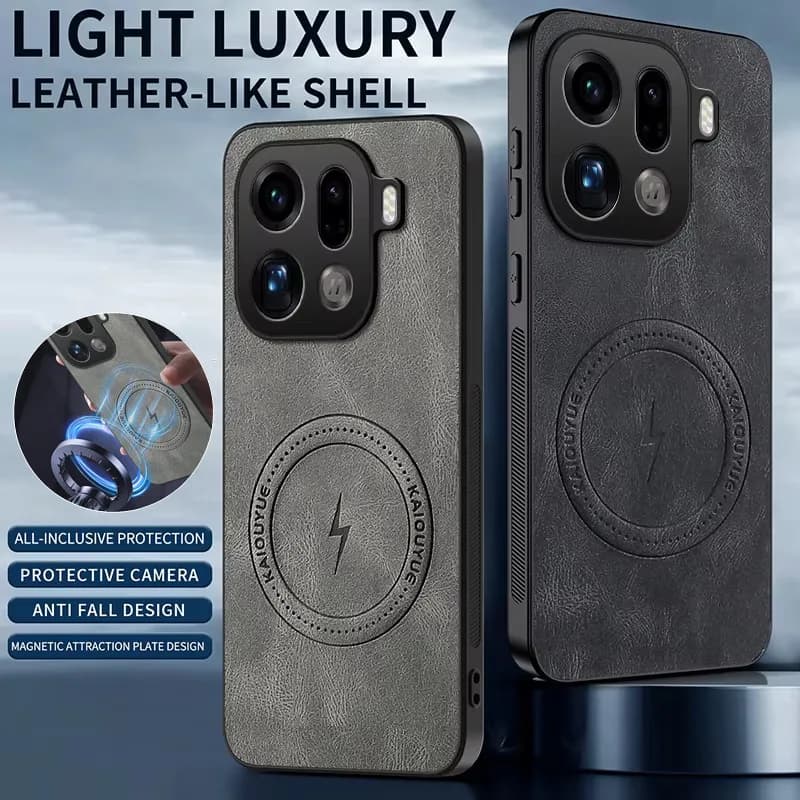 Custodia per OPPO Find X9 Pro in Pelle PU di Lusso con Protezione Magnetica Magsafe, Cover Posteriore Protettiva per OPPO Find X9 X9Pro