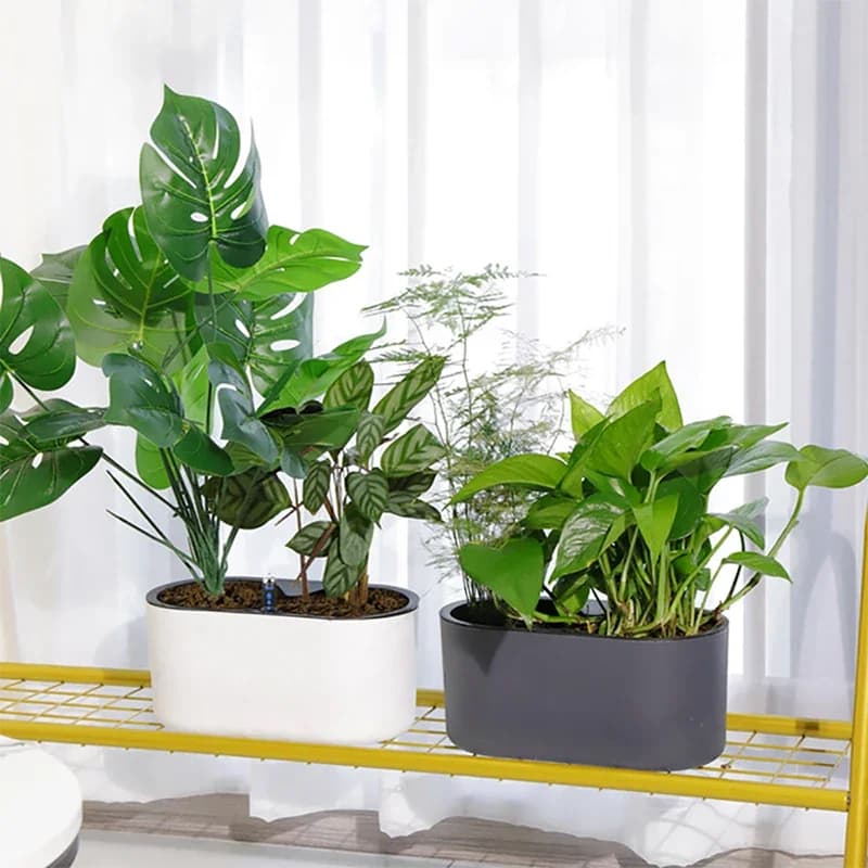 Fioriera autoirrigante Pianta verde Vaso da fiori Secchio quadrato per vivaio Contenitore per piantare giardino con indicatore del livello dell'acqua