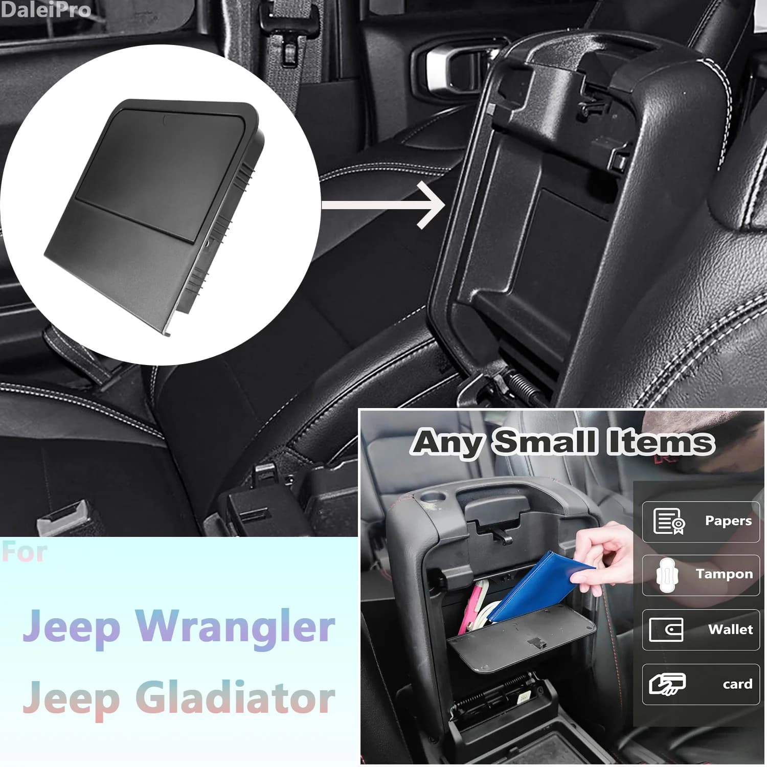 Per Jeep Wrangler JL/JLU 4XE Jeep Gladiator JT Scatola di immagazzinaggio nascosta Bracciolo di stoccaggio Intimo Articolo Vassoio Organizzatore Accessori auto