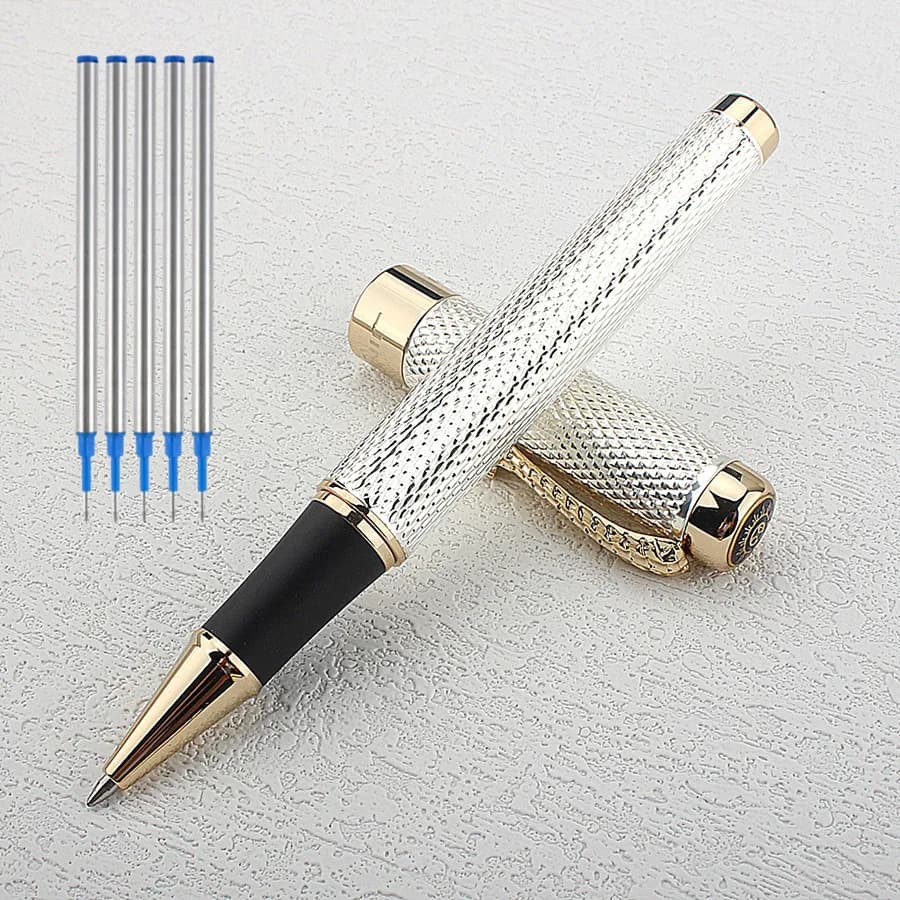 Jinhao 1200 oro/argento metallo 0.7MM pennino di lusso Business Office School Conference cancelleria forniture per la scrittura Roller Ball Pen
