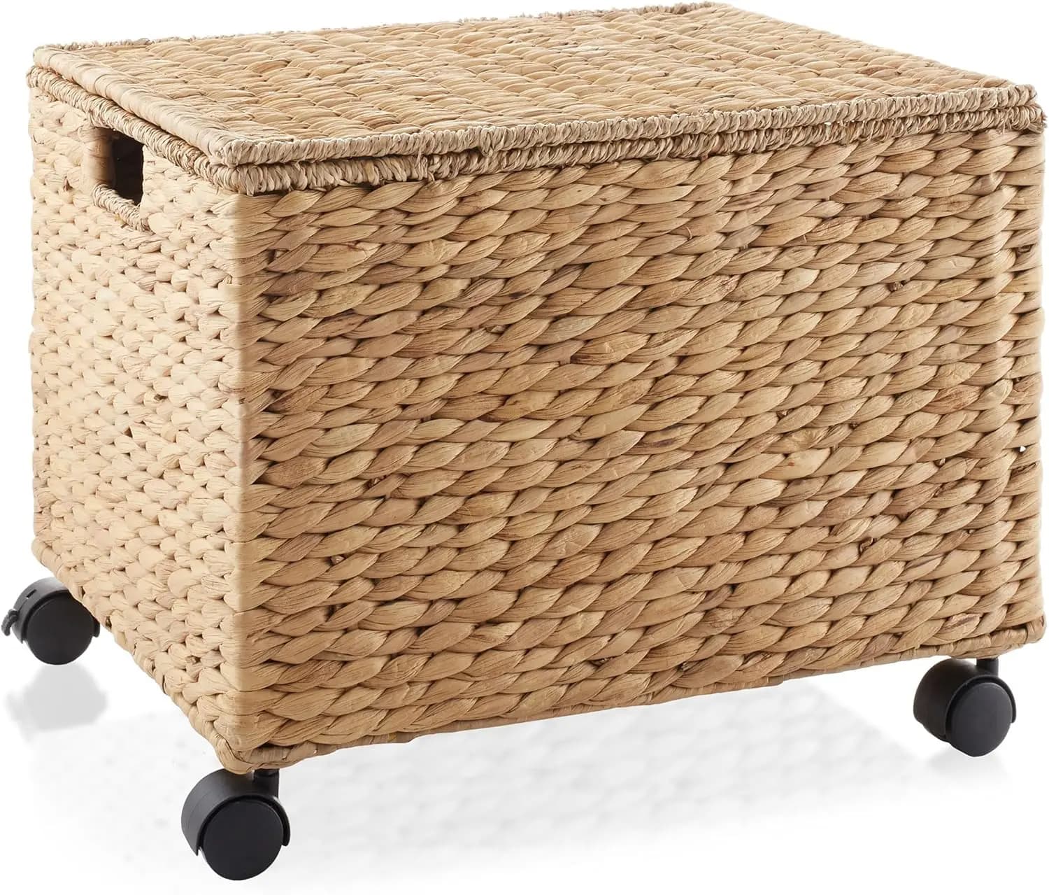 Cassettiera Mobile in Giacinto d'Acqua Naturale con Ruote Bloccabili, Organizzazione per Ufficio Domestico per Cartelle Appendibili