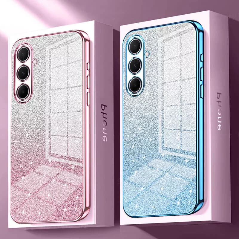 Custodia con placcatura glitter sfumata per Samsung Galaxy S25 S24 S23 Ultra Plus S22 S21 FE A54 A34 A56 A16 A36 5G Custodia protettiva in silicone