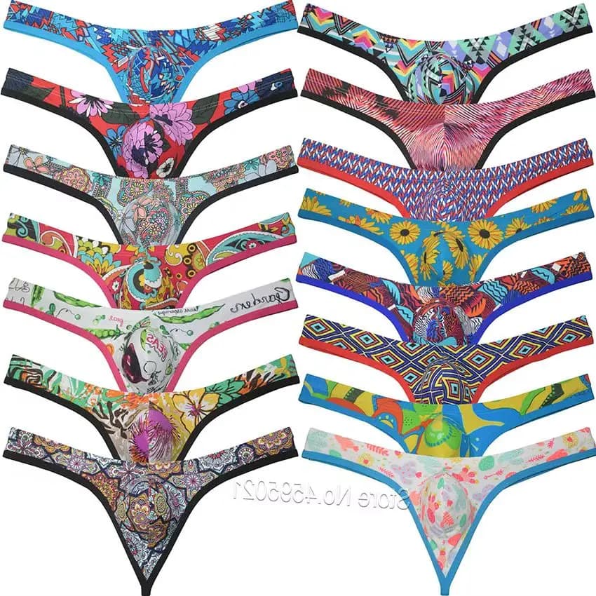 Perizoma da uomo Custodia per biancheria intima brasiliana Micro slip Slip bikini maschile Slip Mutande sportive Elastico T-back Tangas floreale