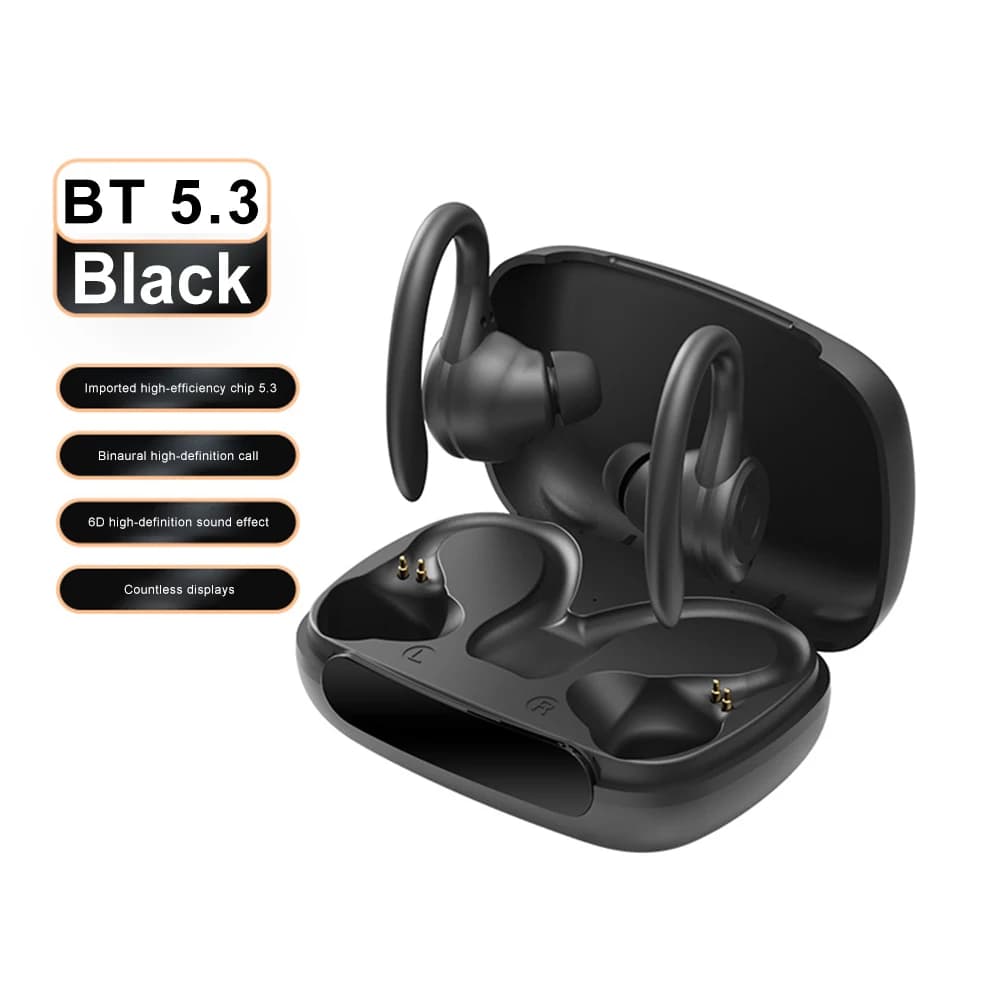 Auricolari Wireless con Gancio per Orecchio, Impermeabili, Stereo HiFi, Compatibili con Bluetooth 5.3, Display di Carica, Comodi per Sport e Corsa