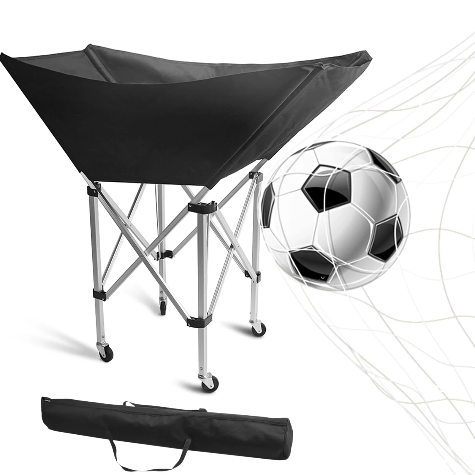 Carrello da pallavolo pieghevole con ruote Carrello da pallavolo durevole con ruote Carrello portaoggetti con palline rotanti per un facile trasporto di stoccaggio