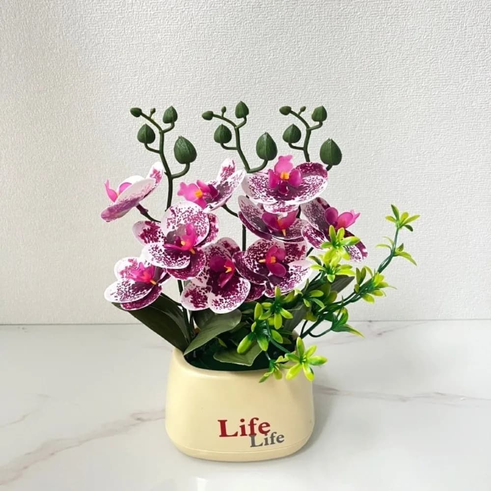 Multi-Bloom Simulated Butterfly Orchid DIY White Flower Pot Artificial Orchid Bonsai Faux Flowers Artificial Faux Plants