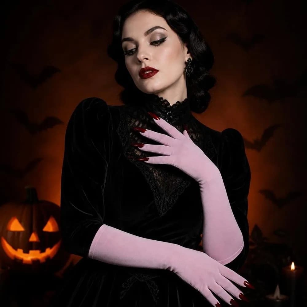 Women Lightweight Halloween Dress Gloves Sheer Breathable Cosplay Gloves with Five Finger Nail Fashion Ultra-Thin Gloves Prom