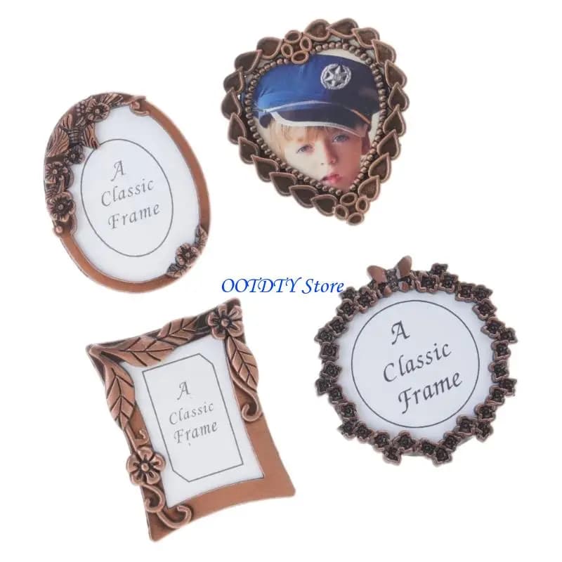367A Set of 4 Retro Mini Metal Picture Frame Set,Small Assorted Picture Frame 1Inch Wallet Size Picture Frame Gift