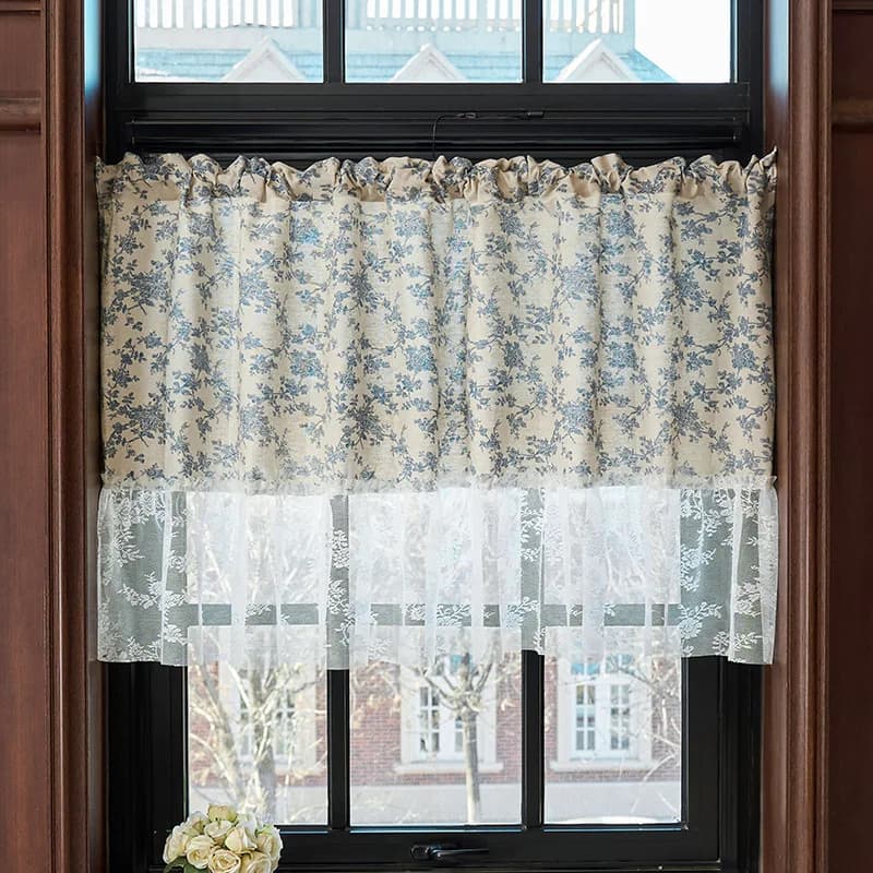 Tenda corta in pizzo divisorio garza tenda piccola tenda corta in lino separatore oscurante cucina camera da letto decorazione d'ingresso