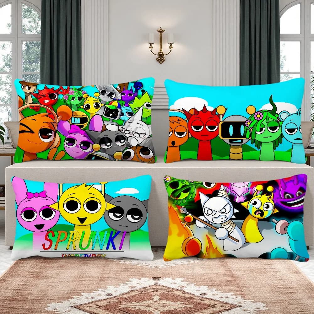 Gioco divertente cartone animato S-Sprunki I-Incredibox fodera per cuscino rettangolo fodera per cuscino divano di casa soggiorno caffetteria federa