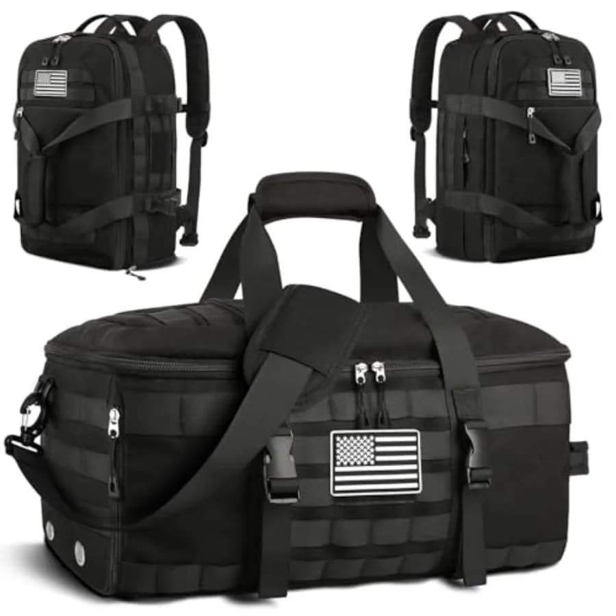 Borse da Palestra per Uomo, Borsa Tattica con Scomparto per Scarpe, Zaino 3 in 1, Borsa da Viaggio con Tasca Impermeabile per il Weekend