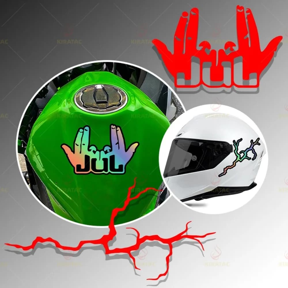 JUL Gesture Lightning Waterproof Vinyl Stickers For Motorcycle Helmet Decor