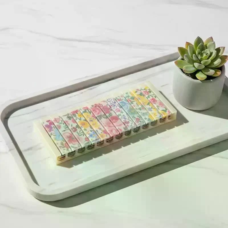 Nail Foil Storage Box 10 Grids Plastic Transfer Paper Organizer Transparent Color Foil Roll Holder Dustproof Manicure Supplies